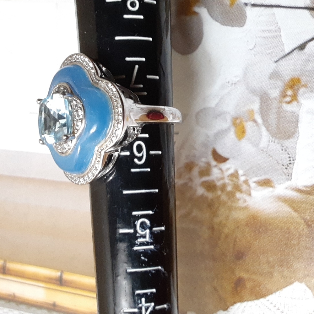 925 Blue Topaz, Burmese Blue Jade and White Zircon. - Picture 10 of 10